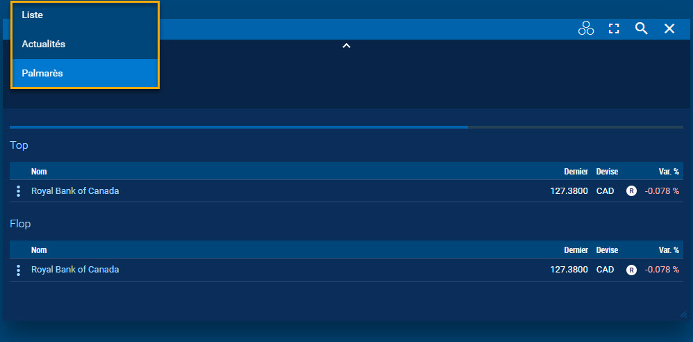 Mode d’affichage « palmarès » du widget liste